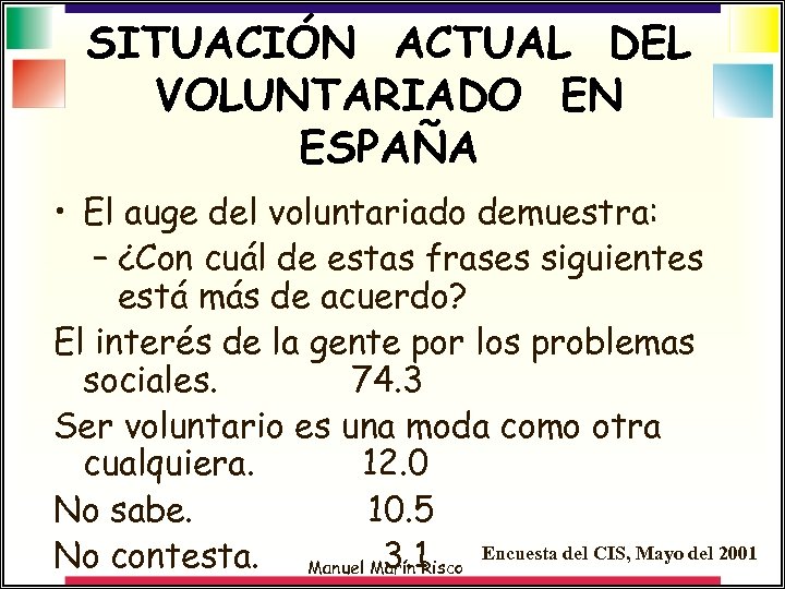 SITUACIÓN ACTUAL DEL VOLUNTARIADO EN ESPAÑA • El auge del voluntariado demuestra: – ¿Con