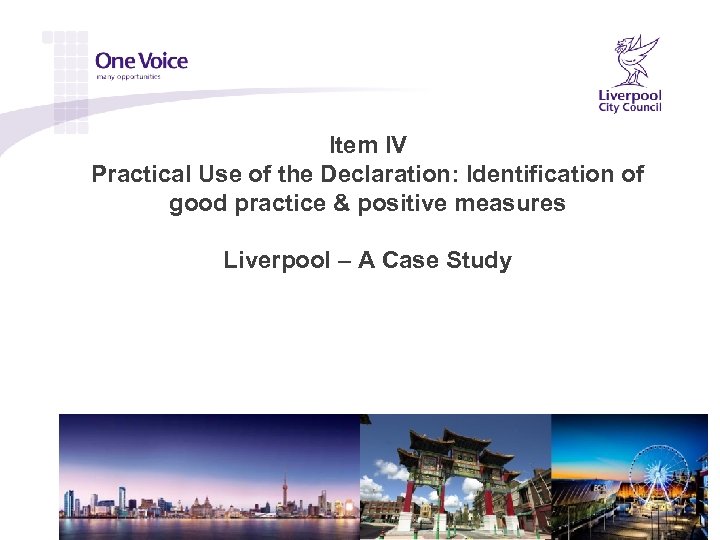 Item IV Practical Use of the Declaration: Identification of good practice & positive measures