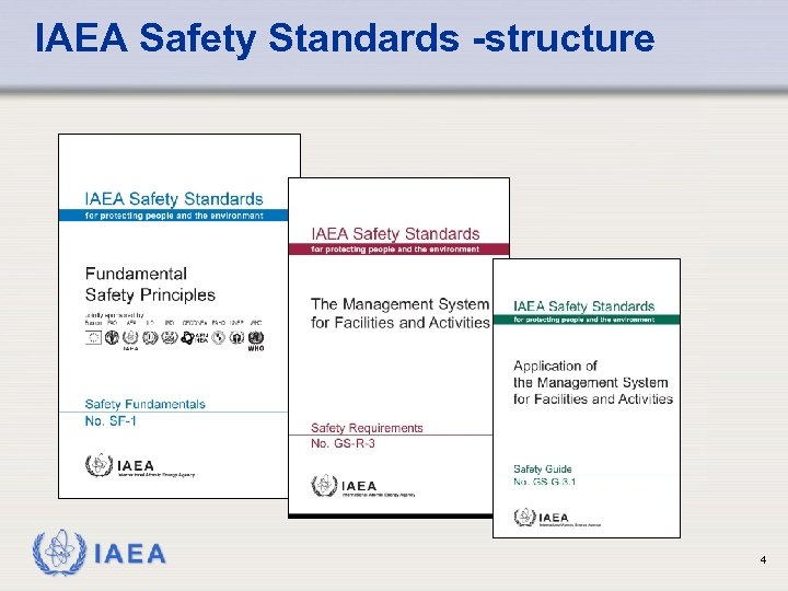 IAEA Safety Standards -structure IAEA 4 