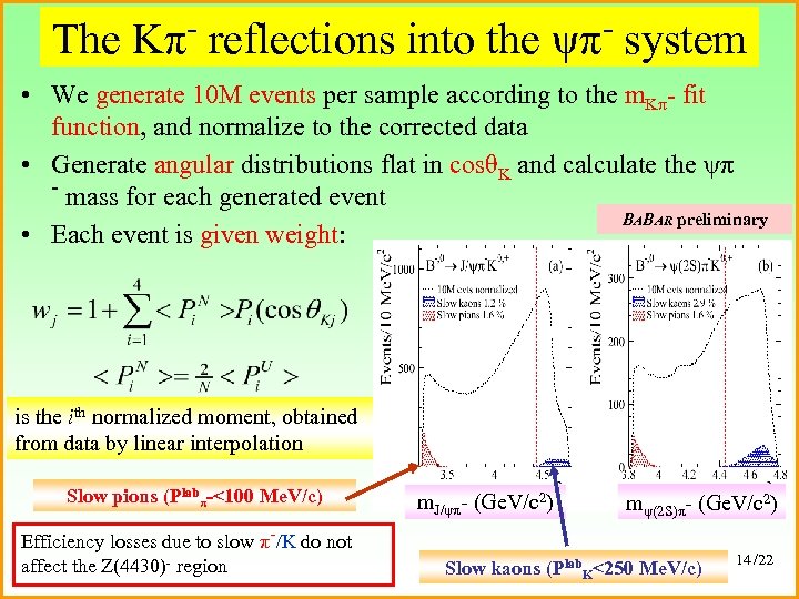 The Kπ- reflections into the ψπ- system • We generate 10 M events per
