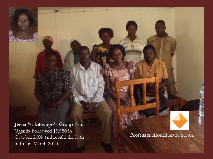 Jesca Nalukwago's Group from Uganda borrowed $3, 950 in October 2009 and repaid the