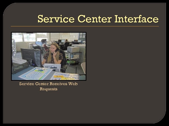 Service Center Interface Service Center Receives Web Requests 