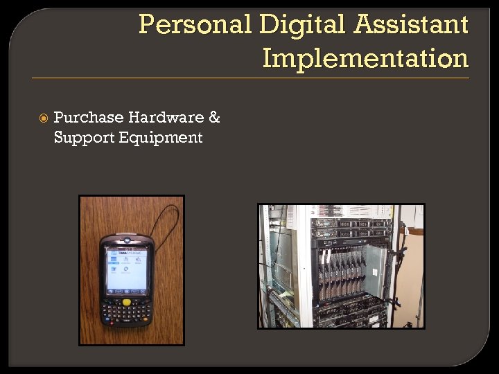 Personal Digital Assistant Implementation Purchase Hardware & Support Equipment 