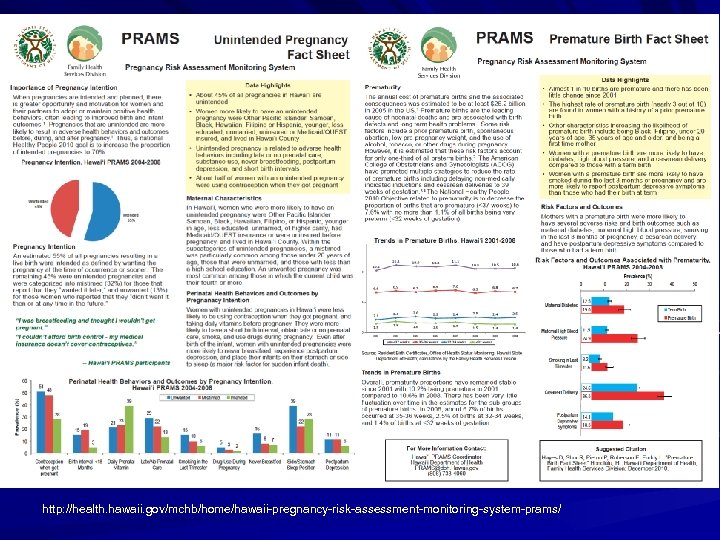 http: //health. hawaii. gov/mchb/home/hawaii-pregnancy-risk-assessment-monitoring-system-prams/ 