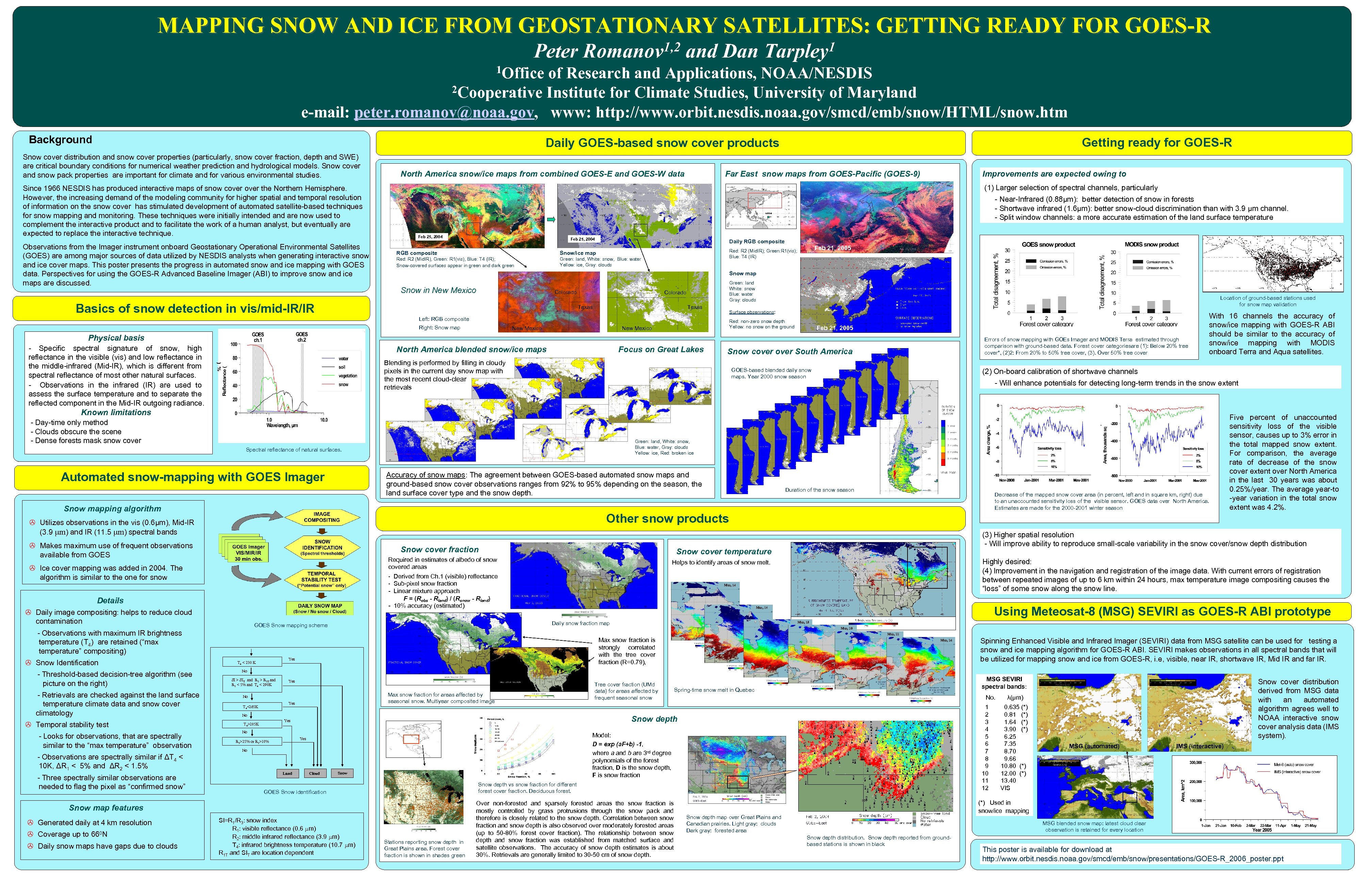 MAPPING SNOW AND ICE FROM GEOSTATIONARY SATELLITES: GETTING READY FOR GOES-R Peter 1, 2