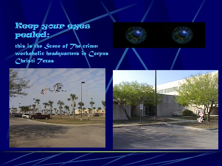 Keep your eyes pealed: this is the Scene of The crime: workaholic headquarters in