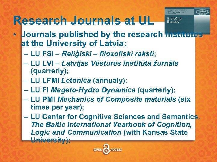 Research Journals at UL • Journals published by the research institutes at the University