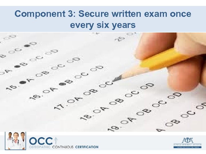 Component 3: Secure written exam once every six years 