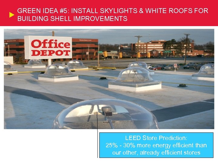 GREEN IDEA #5: INSTALL SKYLIGHTS & WHITE ROOFS FOR BUILDING SHELL IMPROVEMENTS LEED Store
