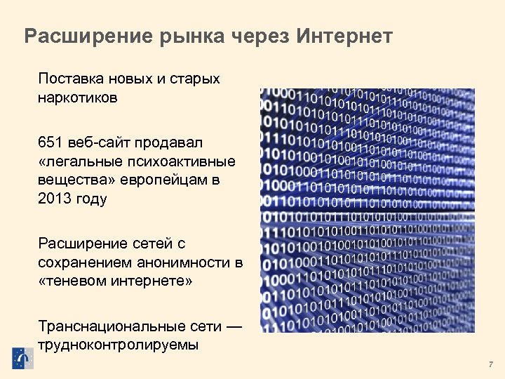 Расширение рынка через Интернет Поставка новых и старых наркотиков 651 веб-сайт продавал «легальные психоактивные