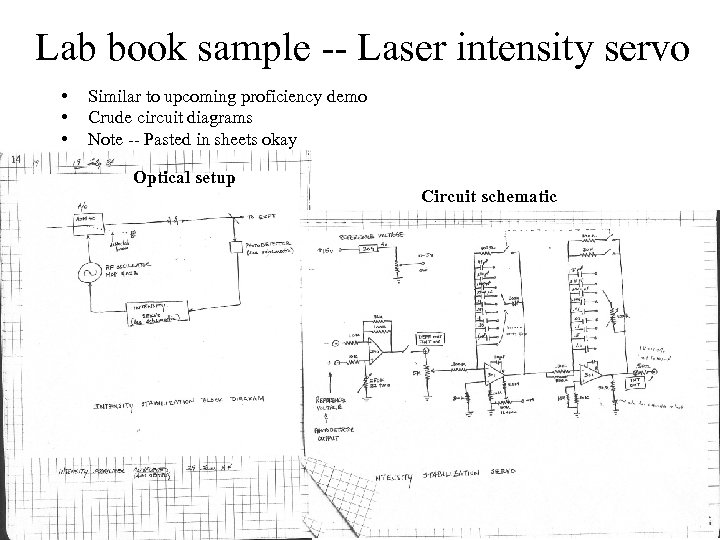 Lab book sample -- Laser intensity servo • • • Similar to upcoming proficiency