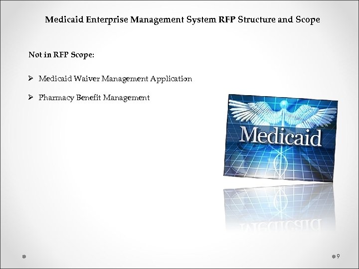 Medicaid Enterprise Management System RFP Structure and Scope Not in RFP Scope: Ø