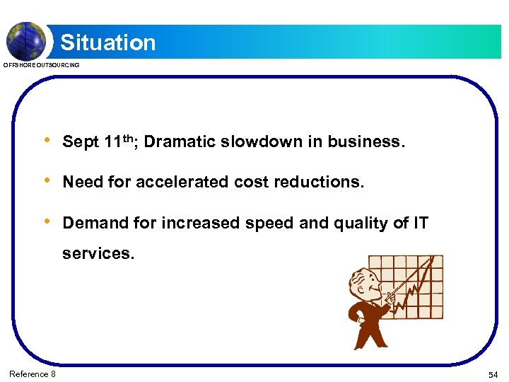 Situation OFFSHORE OUTSOURCING • Sept 11 th; Dramatic slowdown in business. • Need for