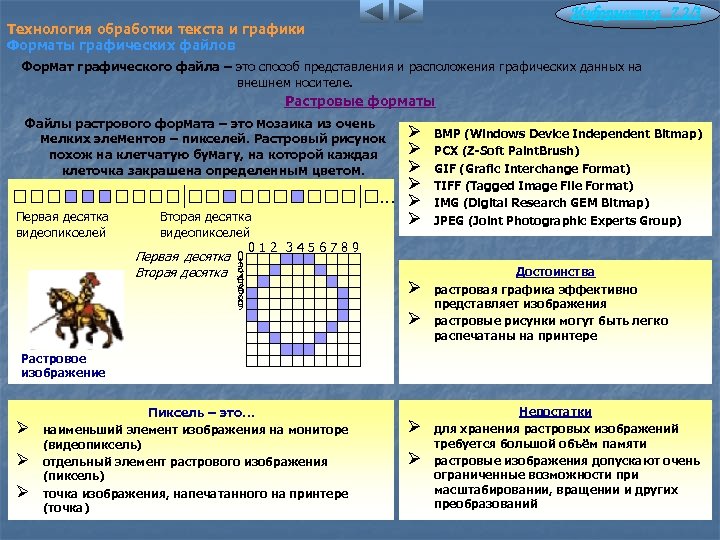 Достоинство растрового изображения информатика 7