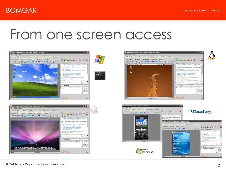 Bomgar Product Strategy From one screen access © 2009 Bomgar Corporation | www. bomgar.