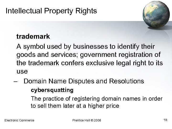 Intellectual Property Rights trademark A symbol used by businesses to identify their goods and
