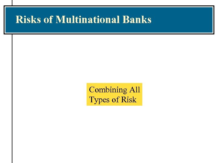 Risks of Multinational Banks Combining All Types of Risk 