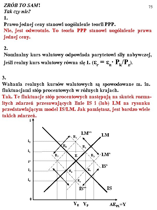 ZRÓB TO SAM! 75 Tak czy nie? 1. Prawo jednej ceny stanowi uogólnienie teorii