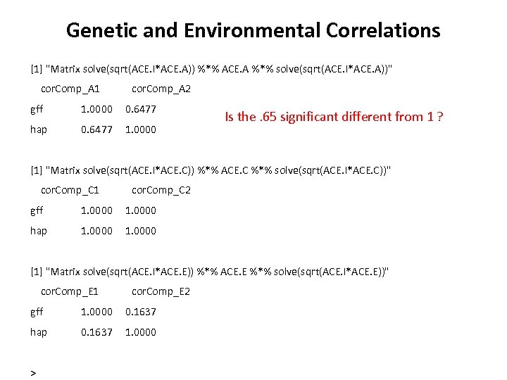 Genetic and Environmental Correlations [1] 
