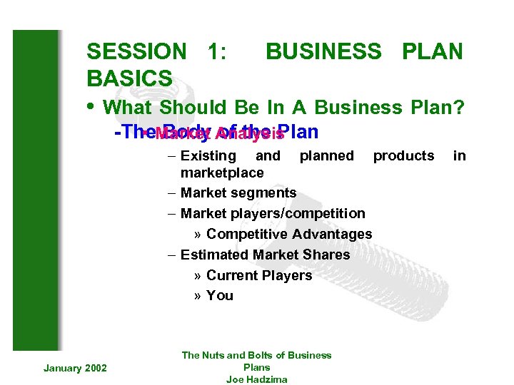 SESSION 1: BUSINESS PLAN BASICS • What Should Be In A Business Plan? -The.