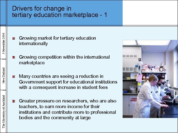 3 November 2006 Drivers for change in tertiary education marketplace - 1 Growing market