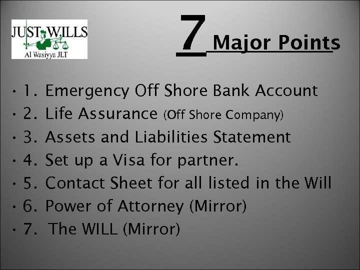 7 Major Points • 1. • 2. • 3. • 4. • 5. •