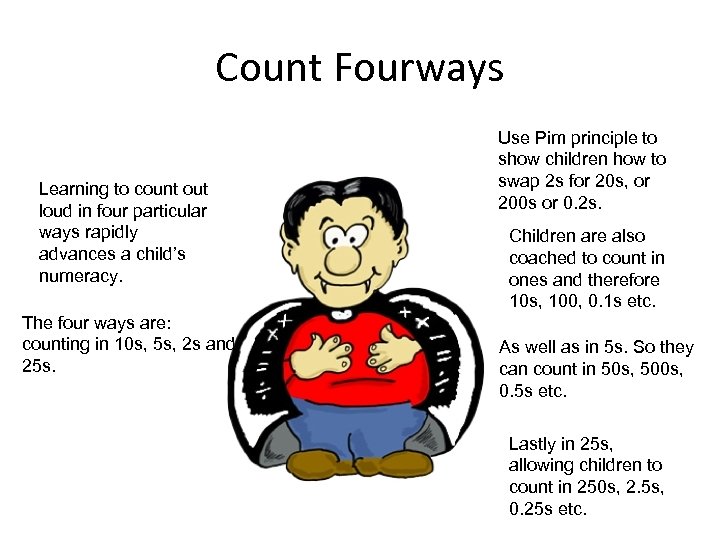 Count Fourways Learning to count out loud in four particular ways rapidly advances a