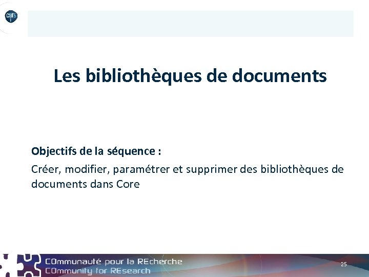 Les bibliothèques de documents Objectifs de la séquence : Créer, modifier, paramétrer et supprimer