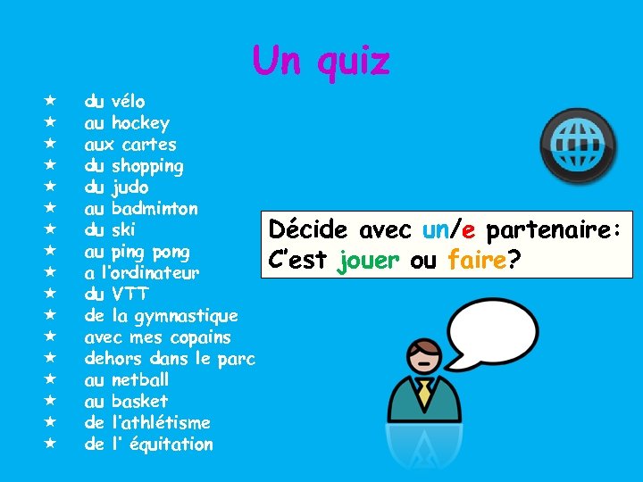 Un quiz « « « « « du vélo au hockey aux cartes du