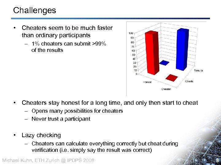 Challenges • Cheaters seem to be much faster than ordinary participants – 1% cheaters