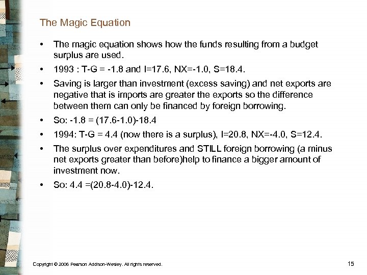 The Magic Equation • The magic equation shows how the funds resulting from a