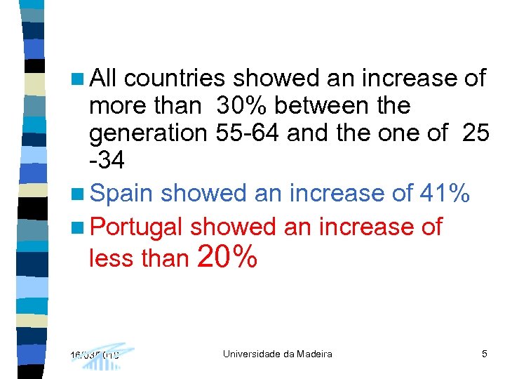 n All countries showed an increase of more than 30% between the generation 55