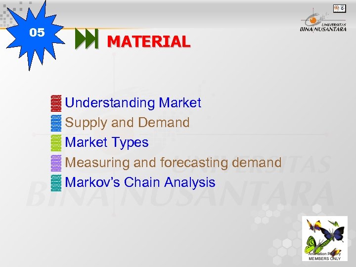 05 MATERIAL ▓ Understanding Market ▓ Supply and Demand ▓ Market Types ▓ Measuring