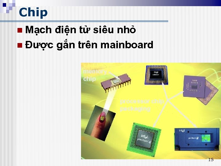 Chip n Mạch điện tử siêu nhỏ n Được gắn trên mainboard memory chip