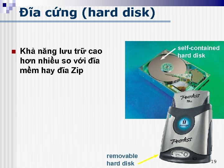 Đĩa cứng (hard disk) n self-contained hard disk Khả năng lưu trữ cao hơn