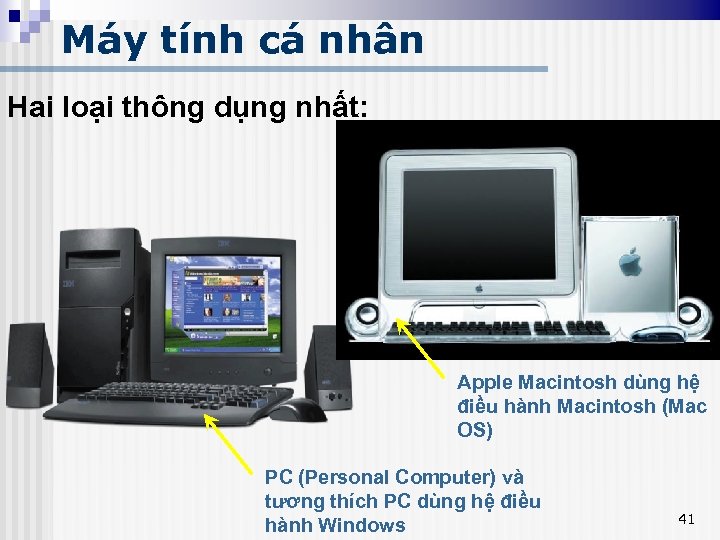 Máy tính cá nhân Hai loại thông dụng nhất: Apple Macintosh dùng hệ điều