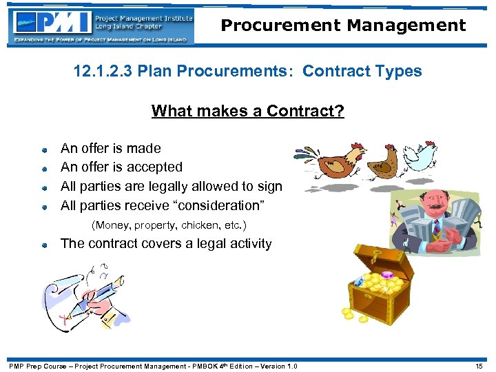 Procurement Management 12. 1. 2. 3 Plan Procurements: Contract Types What makes a Contract?