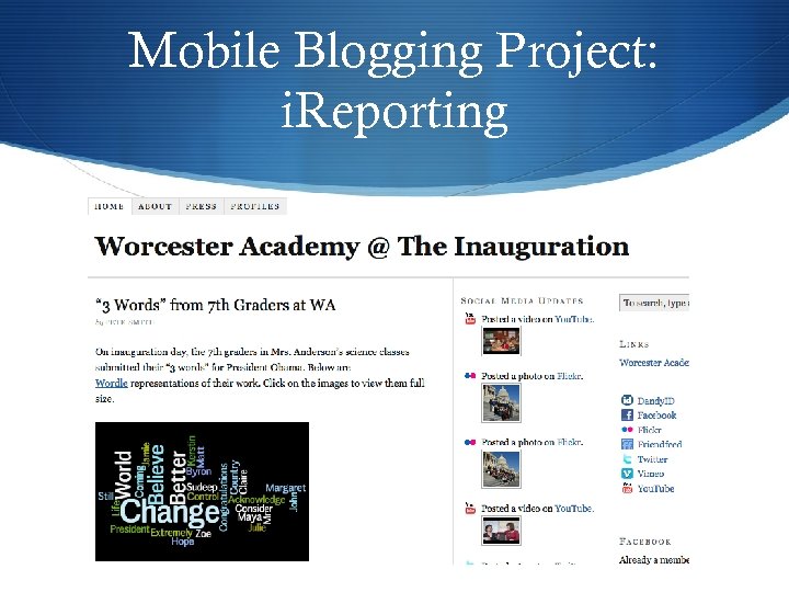 Mobile Blogging Project: i. Reporting 