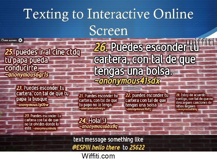 Texting to Interactive Online Screen Wiffiti. com 