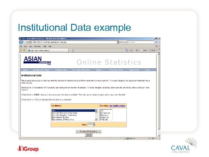 Institutional Data example 