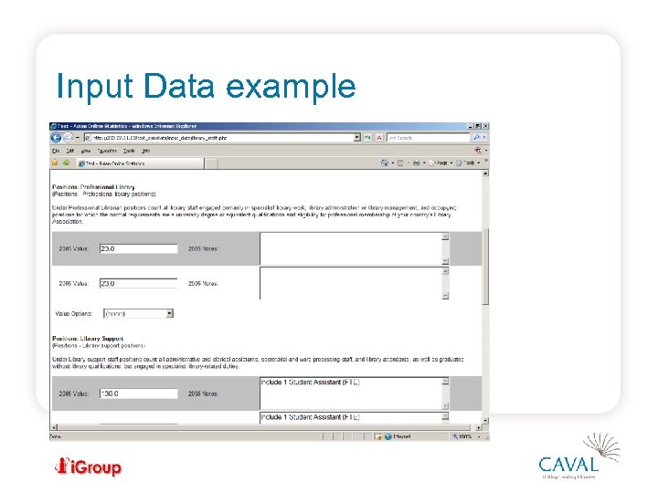 Input Data example 