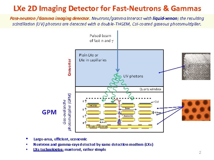 LXe 2 D Imaging Detector for Fast-Neutrons & Gammas GPM • • • Gas-avalanche
