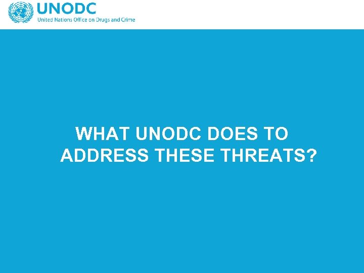 WHAT UNODC DOES TO ADDRESS THESE THREATS? 