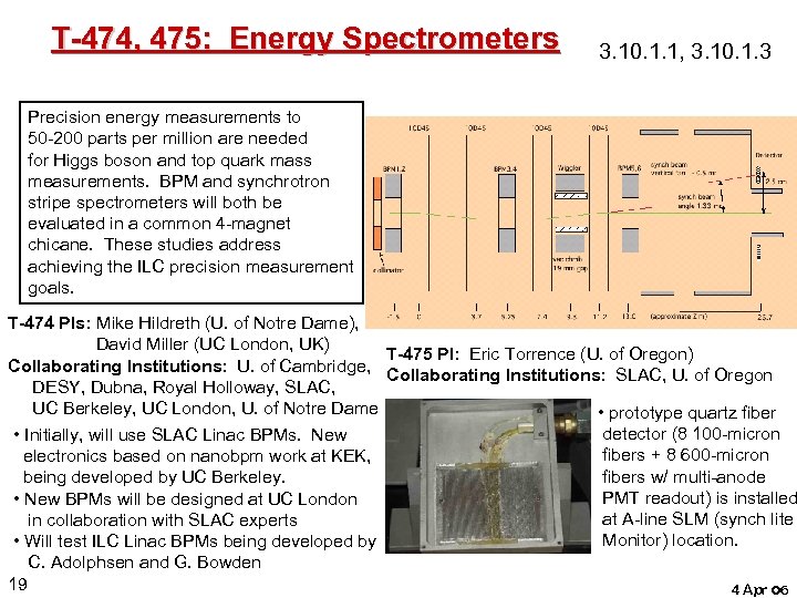 T-474, 475: Energy Spectrometers 3. 10. 1. 1, 3. 10. 1. 3 Precision energy