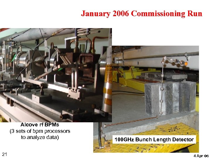 January 2006 Commissioning Run Alcove rf BPMs (3 sets of bpm processors to analyze