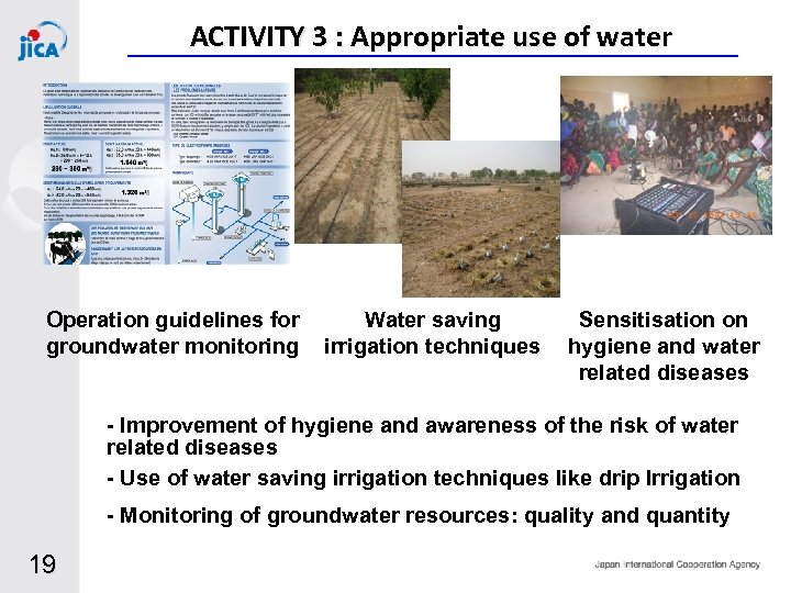 ACTIVITY 3 : Appropriate use of water Operation guidelines for Water saving Sensitisation on