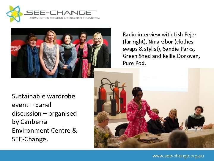 Radio interview with Lish Fejer (far right), Nina Gbor (clothes swaps & stylist), Sandie