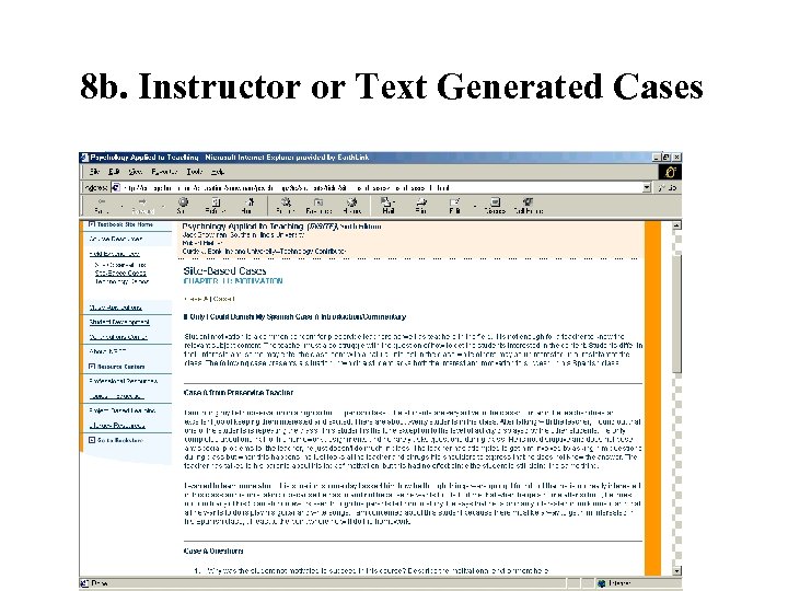 8 b. Instructor or Text Generated Cases 