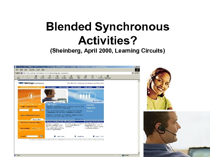 Blended Synchronous Activities? (Sheinberg, April 2000, Learning Circuits) 