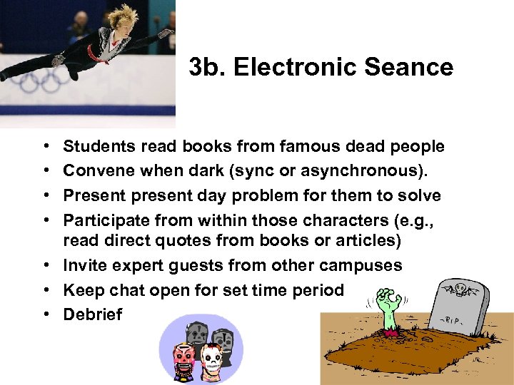 3 b. Electronic Seance • • Students read books from famous dead people Convene